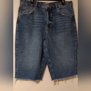 Classic We The Free Cutoff Denim Long Shorts - Medium Blue Size 32 Large